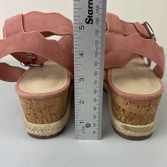 Marc Fisher ‘Fayme’ Suede Ankle Strap Platform Sandals Sz 7.5 Pink Leather - Picture 5 of 9